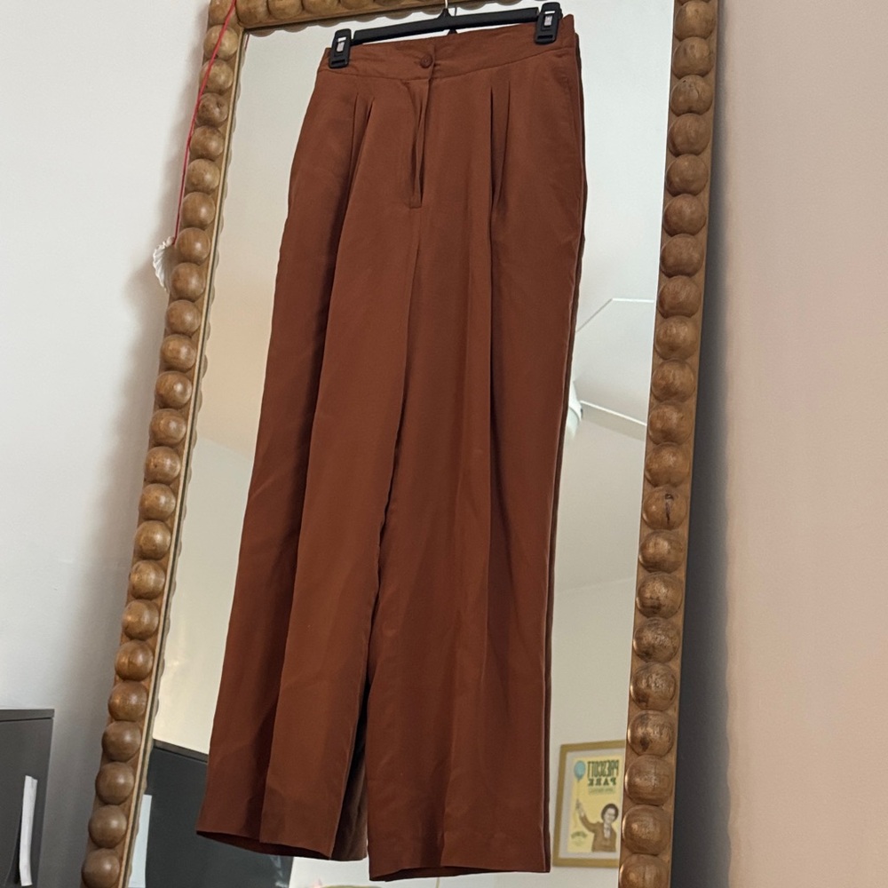 100% silk wide leg trousers